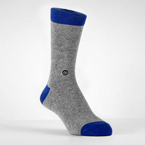 Hook - Crew Sock : Pale gray and Blue