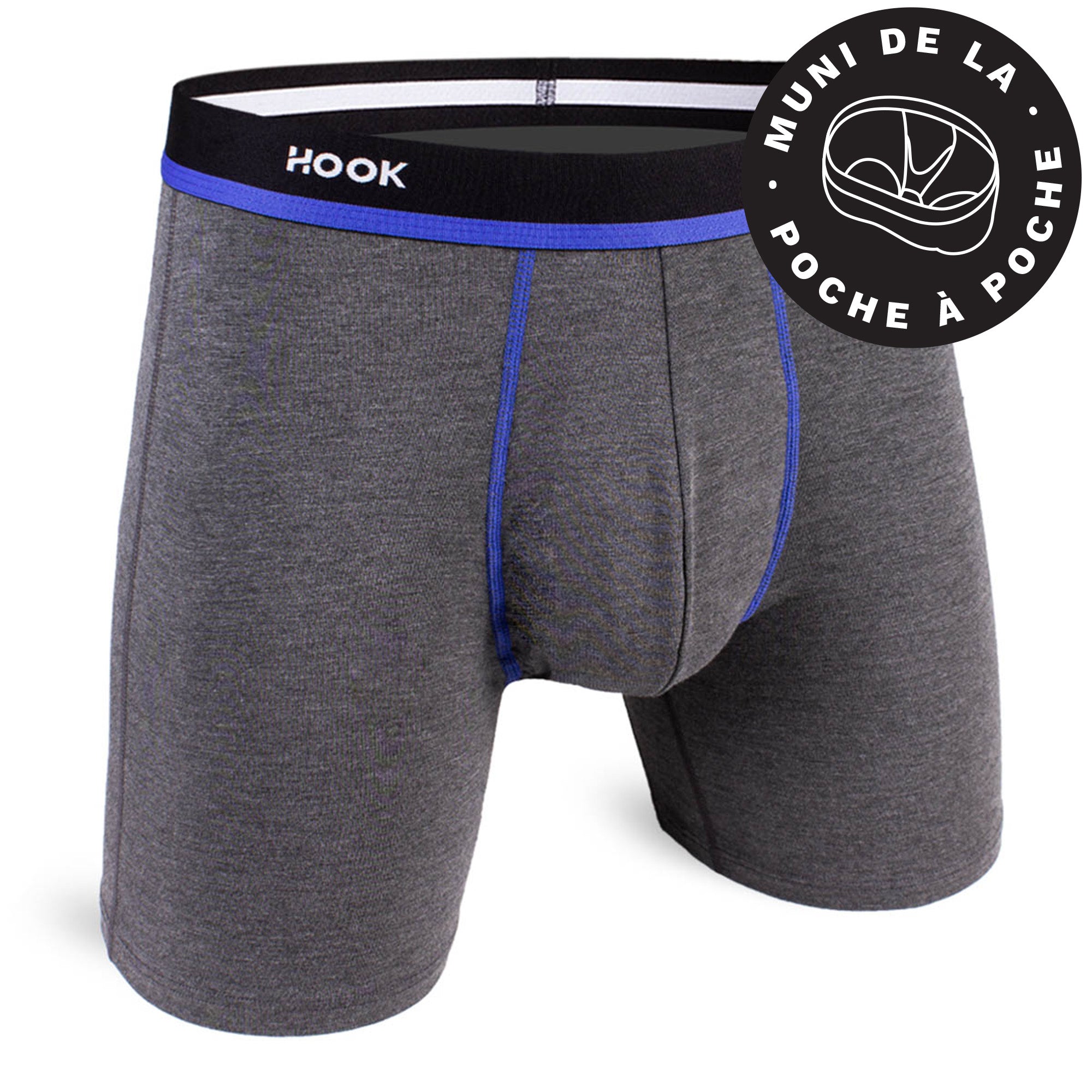 Boxer Feel : Solid Charcoal & Blue