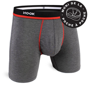 Boxer Feel : Solid Charcoal & Red