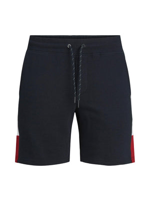 Jack &amp; Jones logo blocking navy hoodie shorts