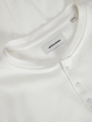 Chandail à manches longues Jack & Jones Henley Rib blanc