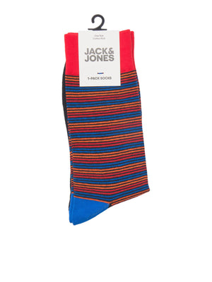Paire de chaussettes Jack & Jones Colorful Stripe Fiery Red