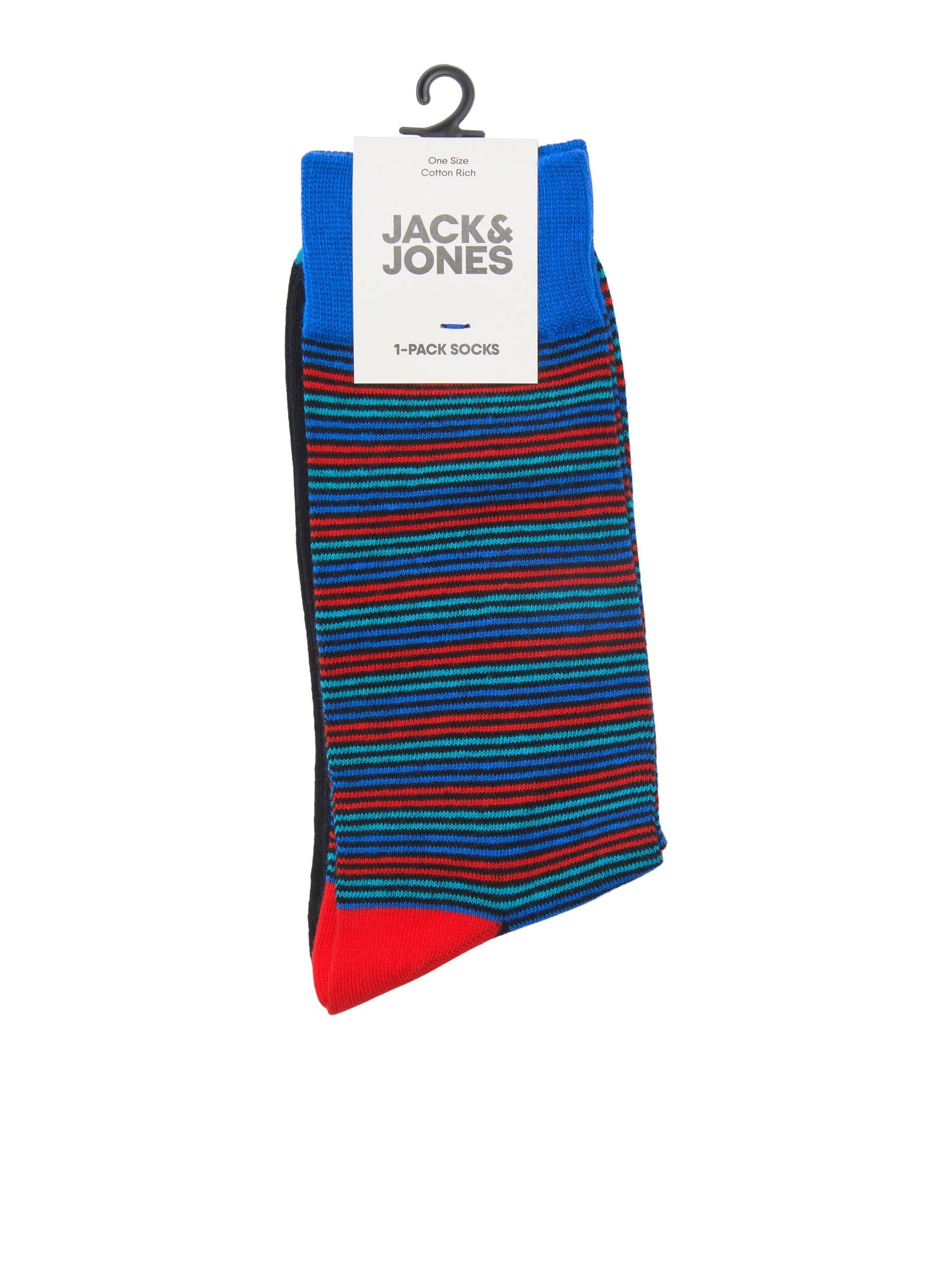 Pair of Jack &amp; Jones Colorful Stripe Electric Blue socks