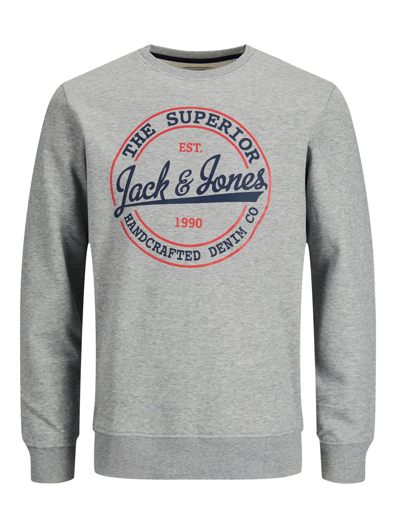 Chandail coton ouaté Jack & Jones Brat light grey melange