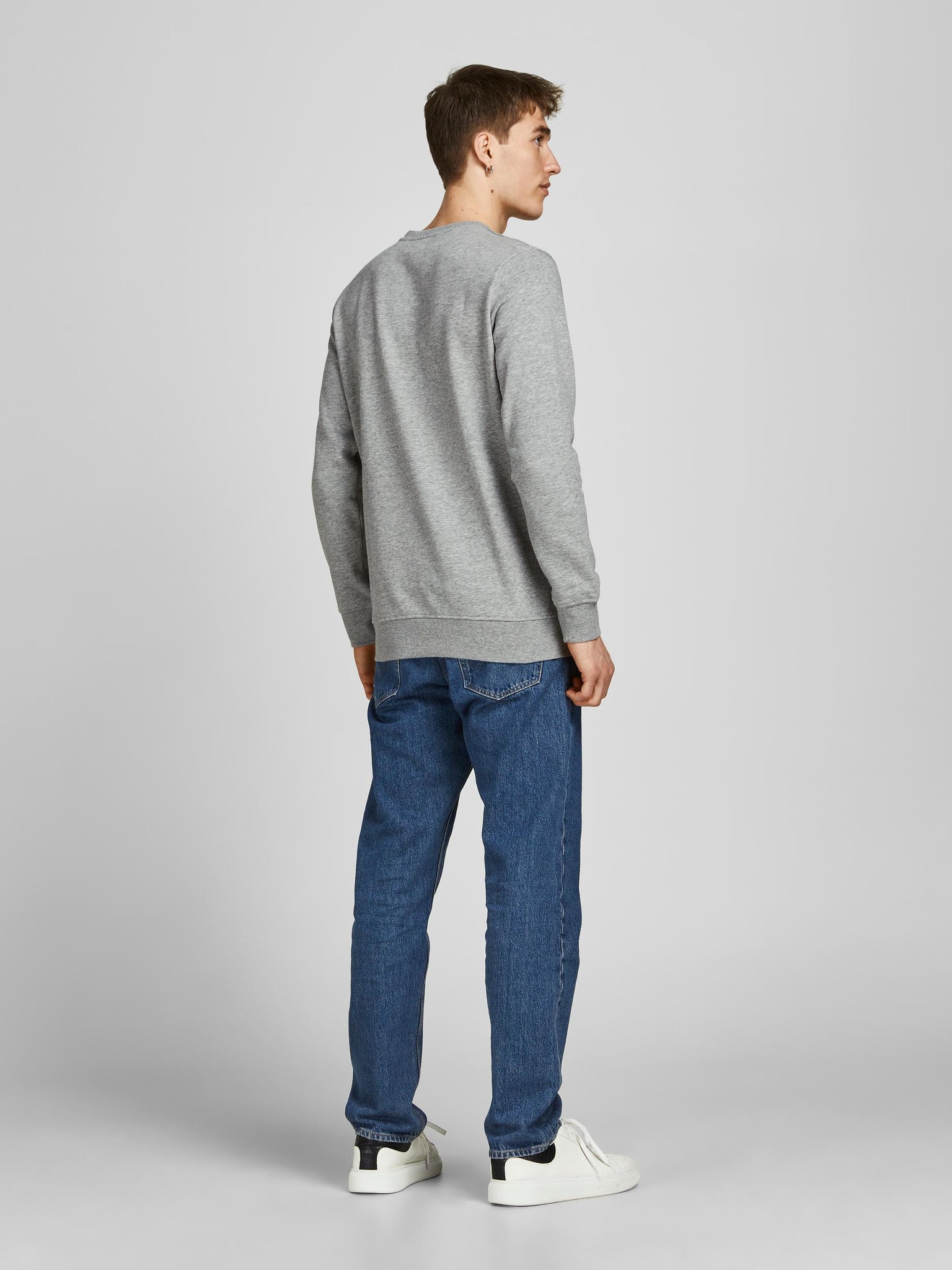 Chandail coton ouaté Jack & Jones Brat light grey melange