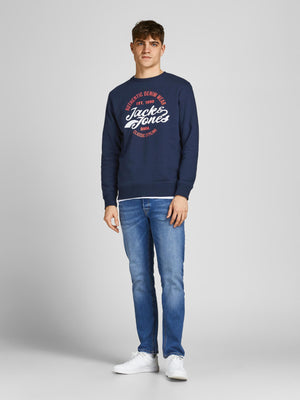 Chandail coton ouaté Jack & Jones Brat navy blazer
