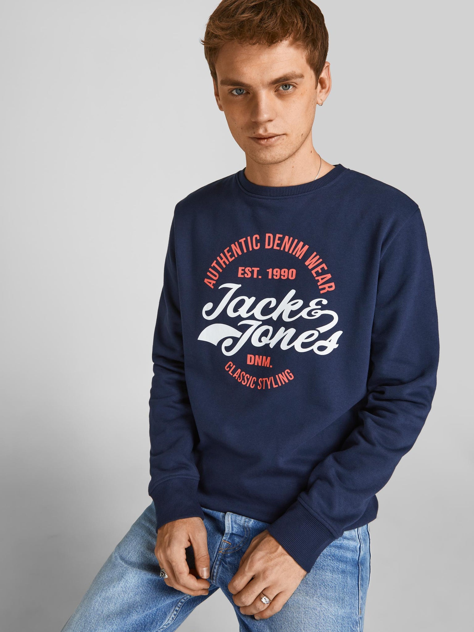 Chandail coton ouaté Jack & Jones Brat navy blazer