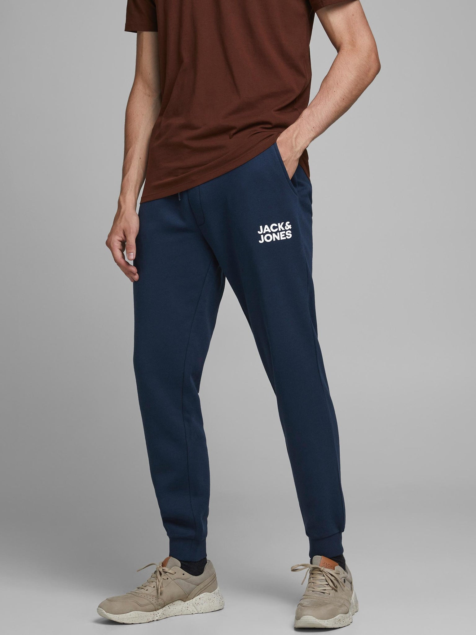 Pantalon de coton ouaté Jack & Jones Gordon Newsoft Navy