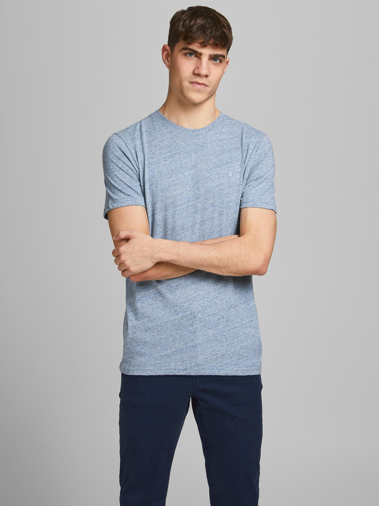T-shirt Jack & Jones faded denim col rond