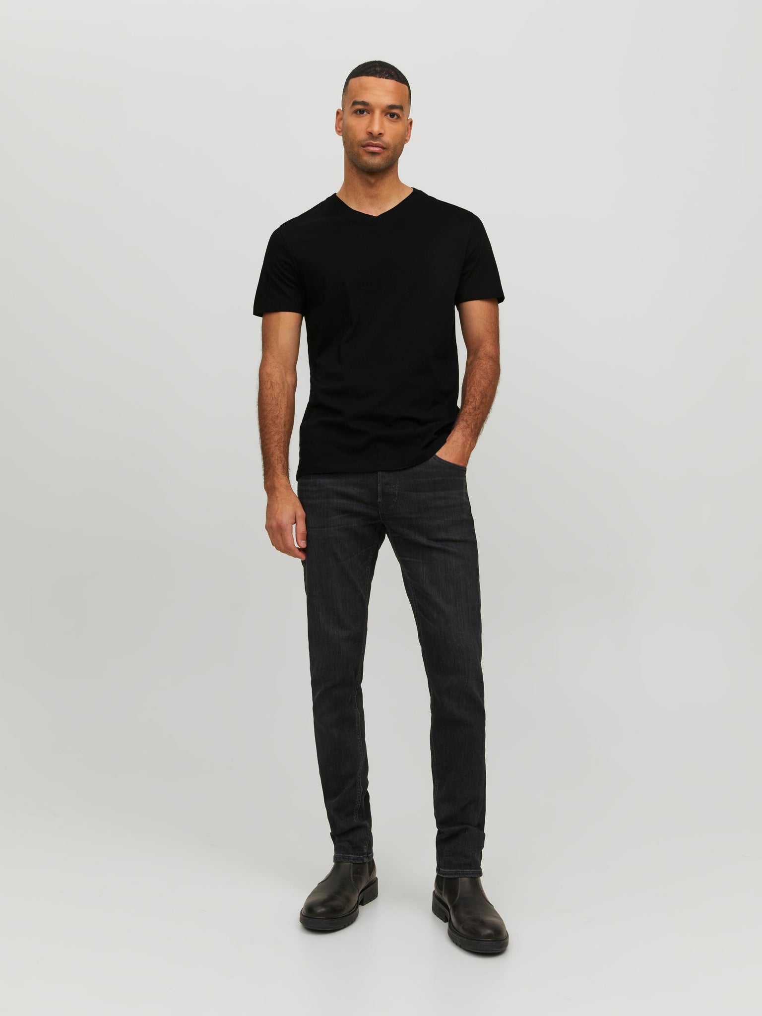 T-shirt Jack & Jones Organic Basic V-neck Black