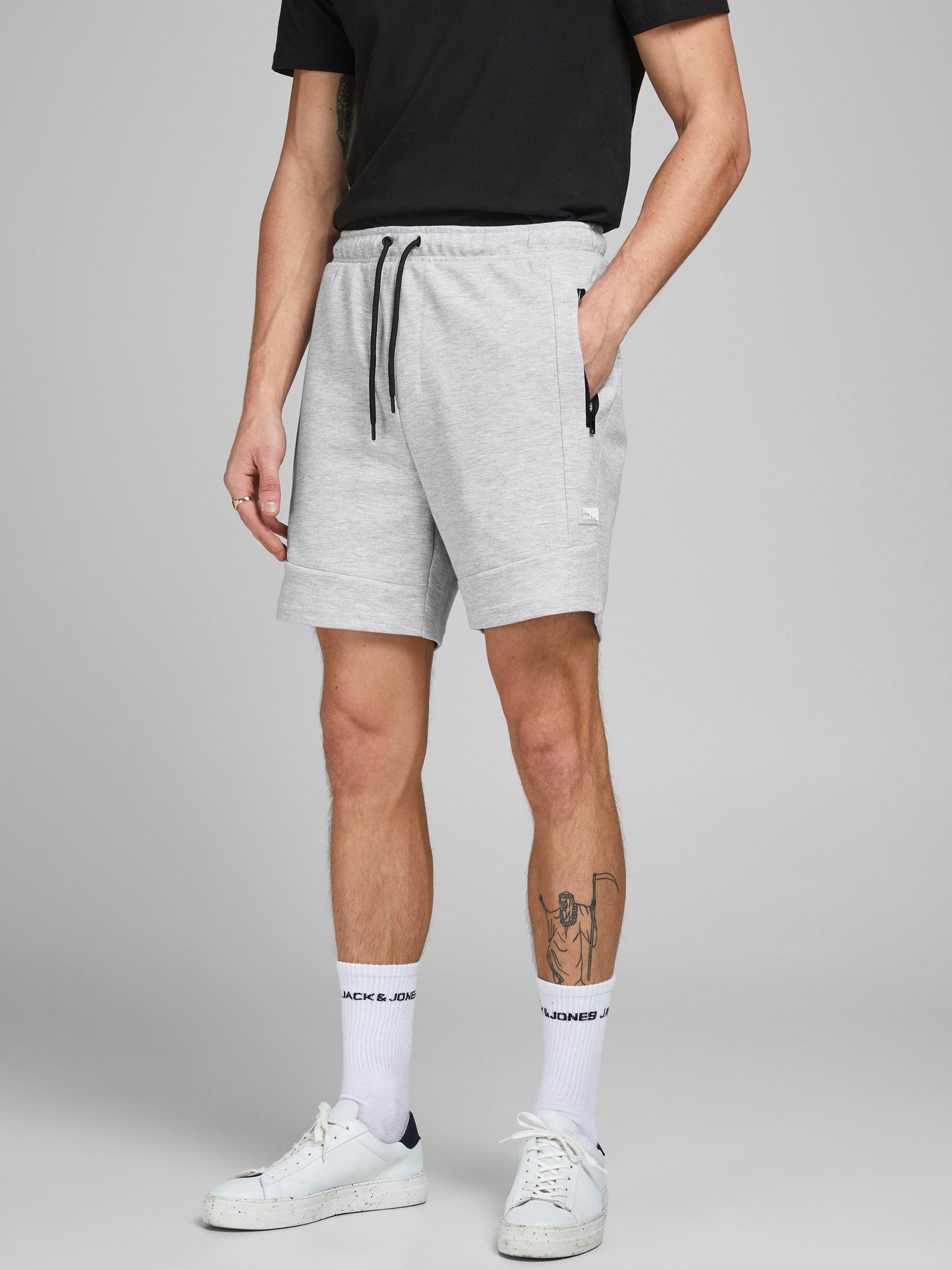 Jack &amp; Jones Stair Light Gray Melange Hoodie Shorts