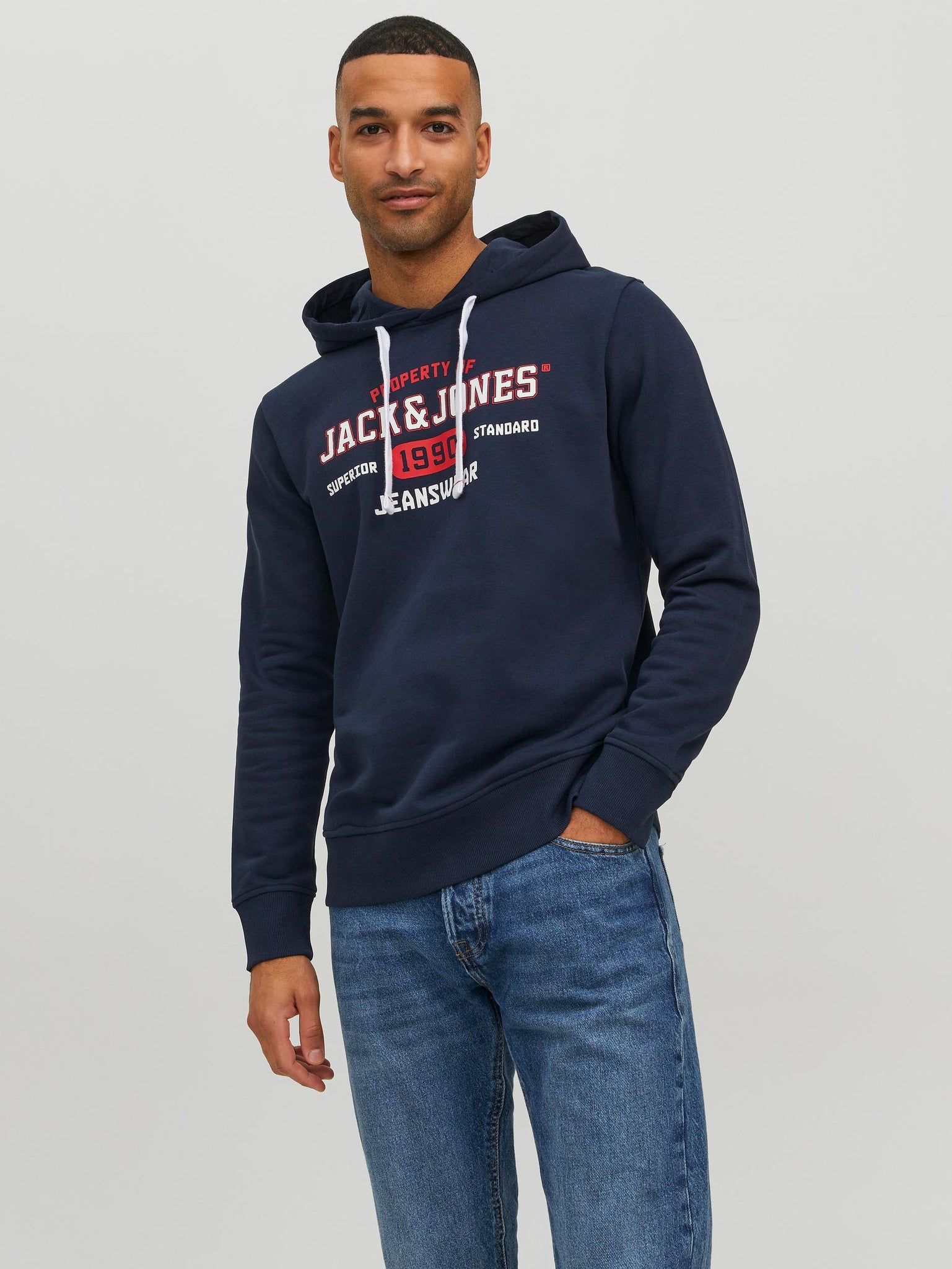 Chandail à capuchon Jack & Jones Stamp Navy Blazer