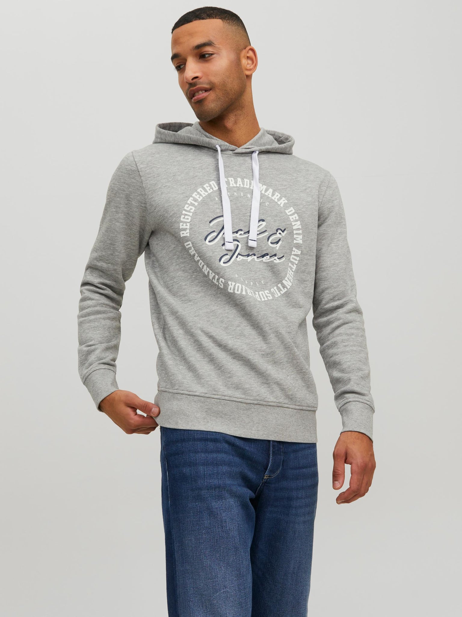 Chandail à capuchon Jack & Jones Stamp Grey