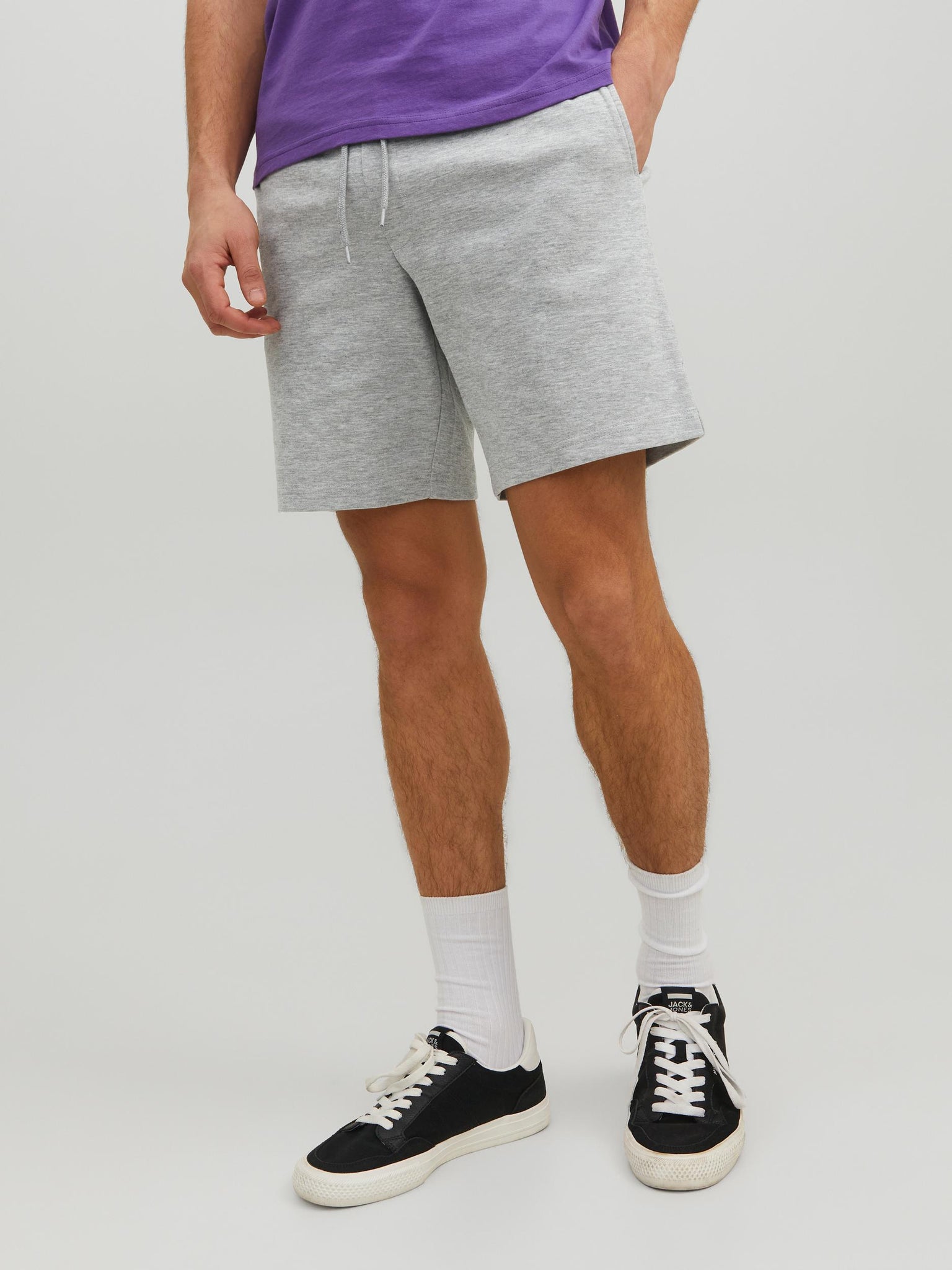 Short de coton ouaté Jack & Jones basic Nafa light grey melange