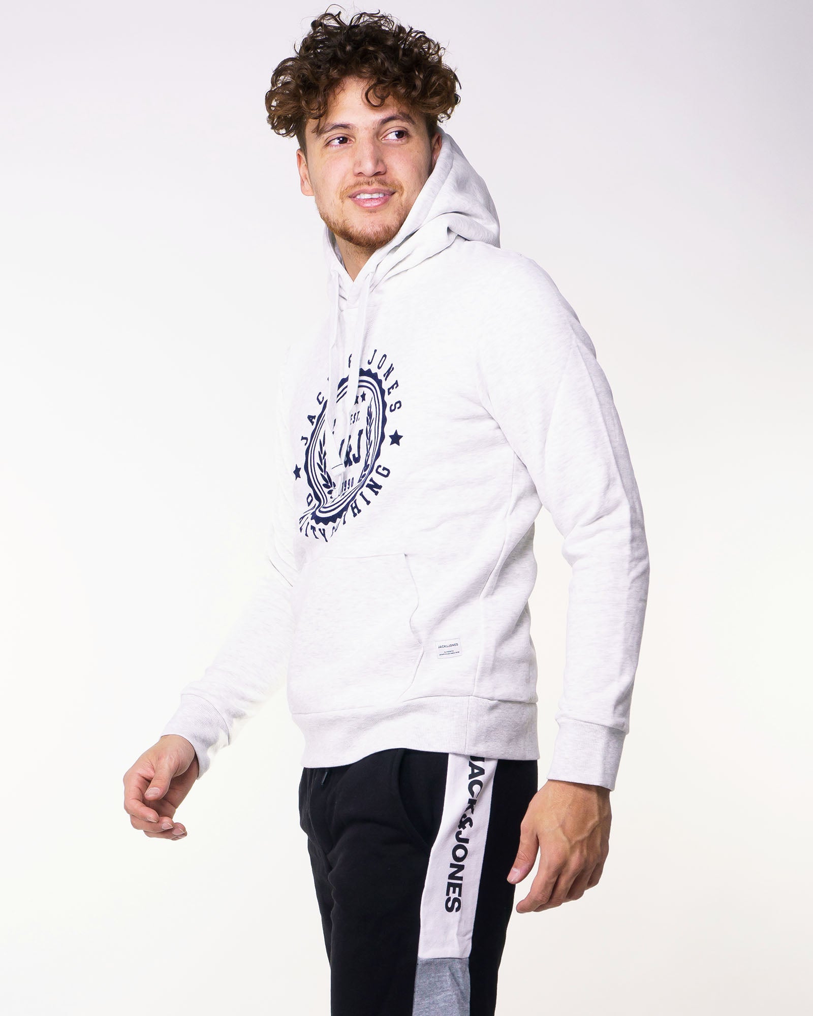 Chandail à capuchon Jack & Jones Flocker White Melange