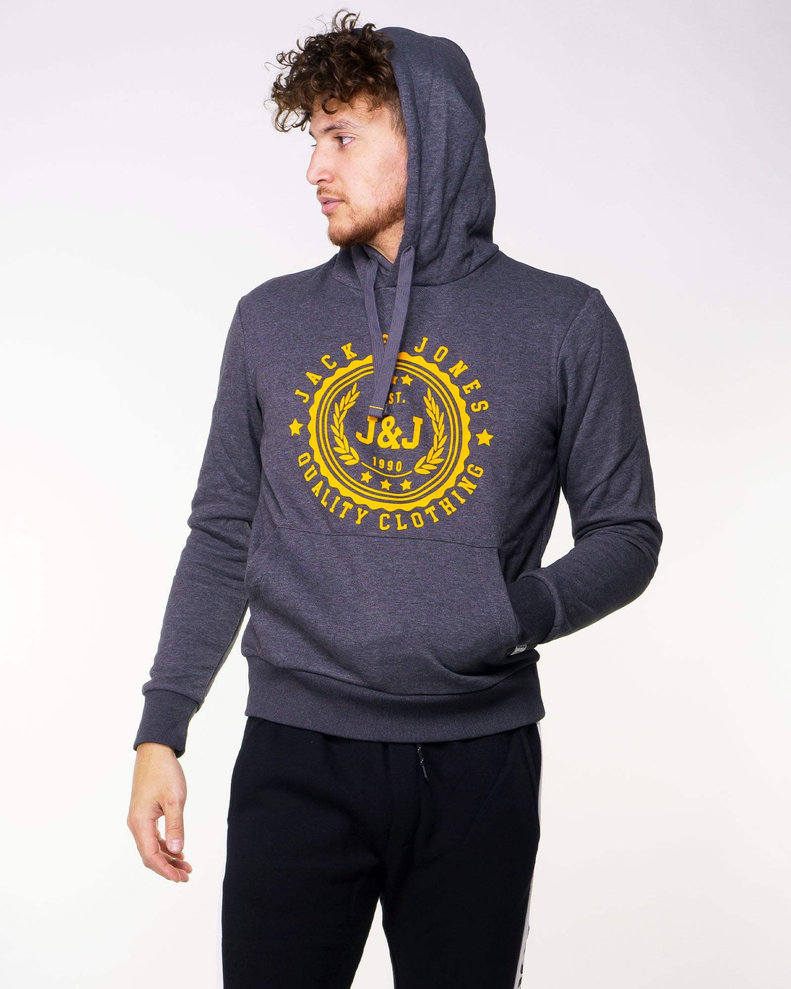 Chandail à capuchon Jack & Jones Flocker Dark Grey Melange