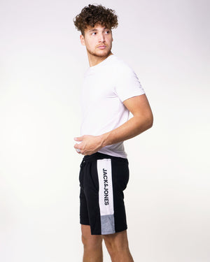 Short de coton ouaté Jack & Jones logo blocking noir