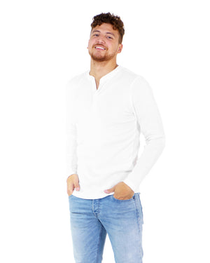 Chandail à manches longues Jack & Jones Henley Rib blanc