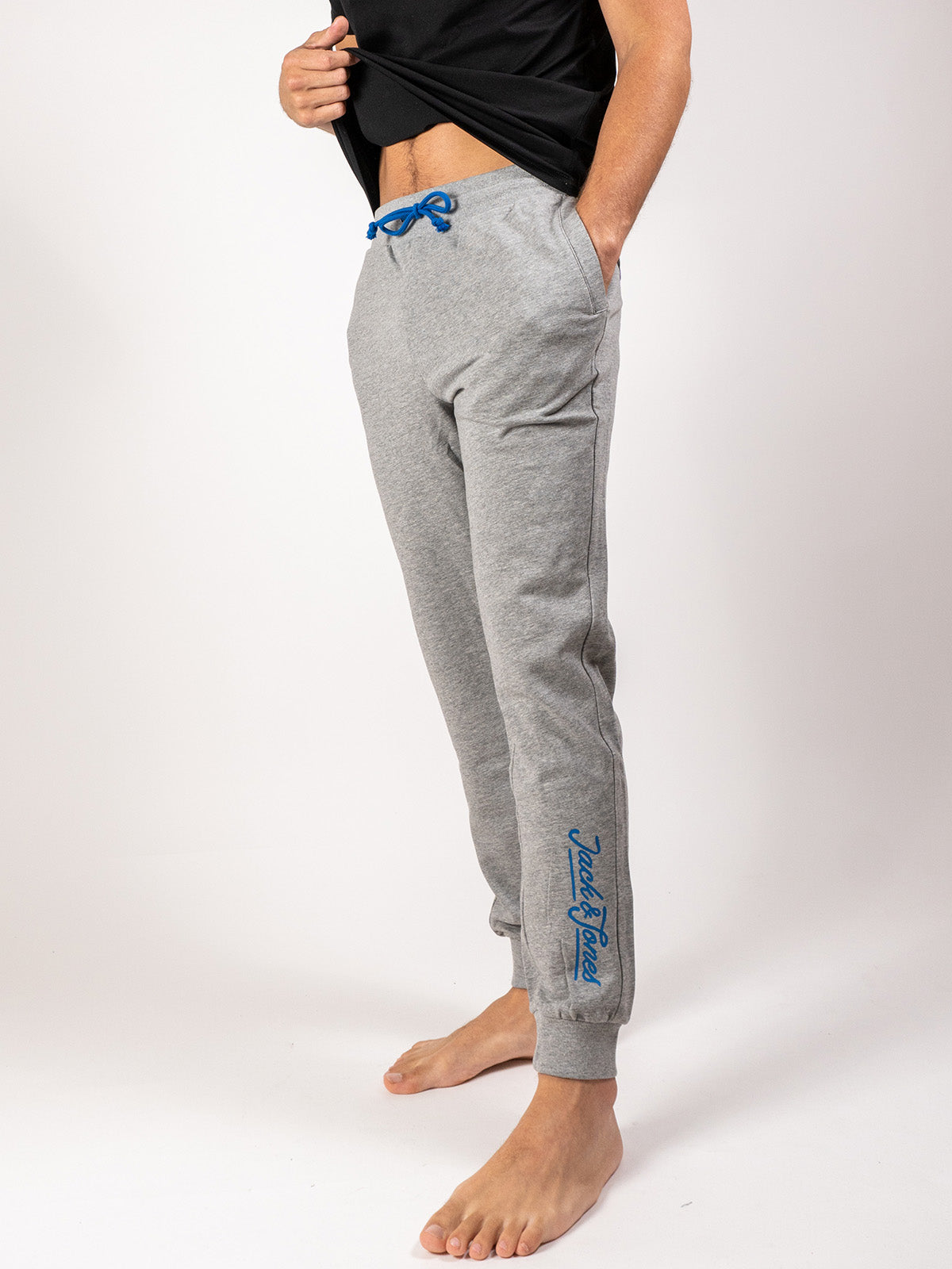 Pantalon de coton ouaté Jack & Jones Chip light grey melange