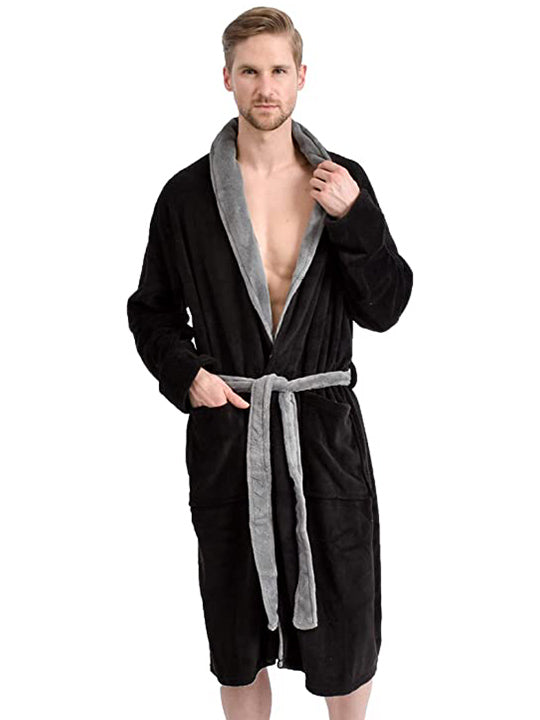Robe de chambre Wanted noire avec col gris