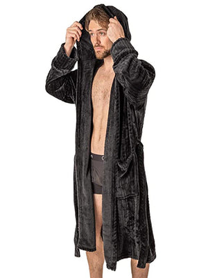 Robe de Chambre Wanted Cable noire avec capuchon