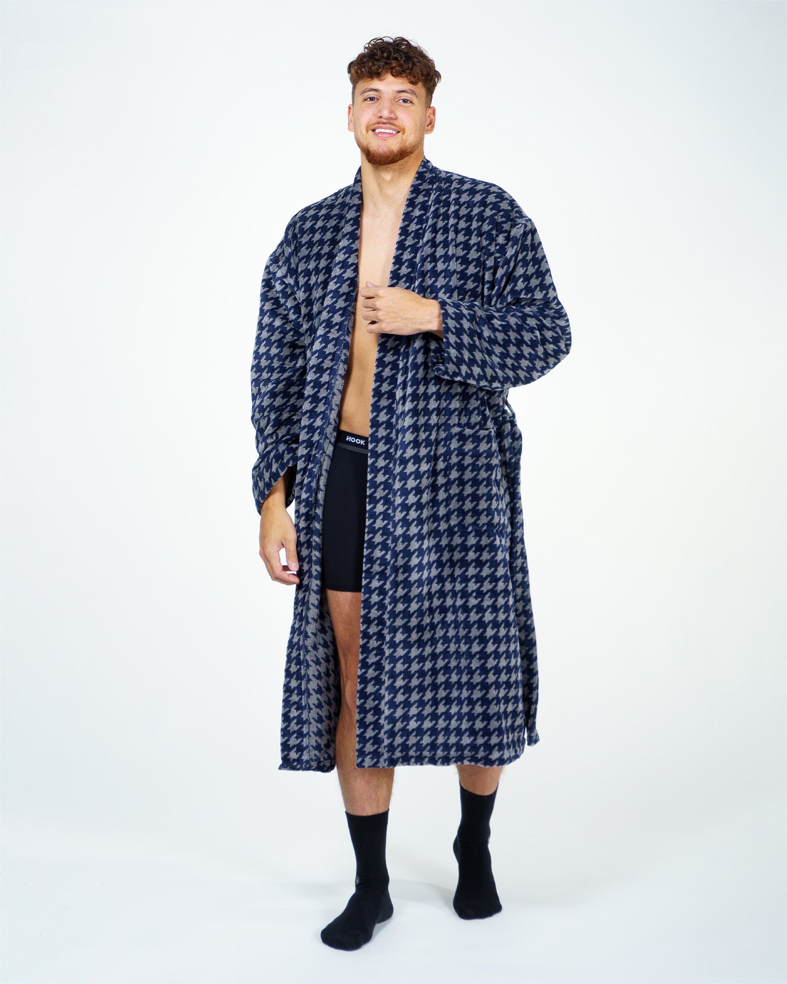 Robe de chambre Majestic Navy Houndstooth