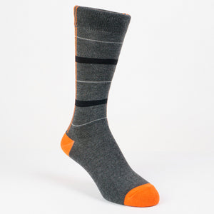 Nu Bamboo Crew Sock - Charcoal mix Double Line