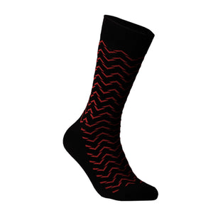 Nu - Bamboo Crew Sock : Red Waves