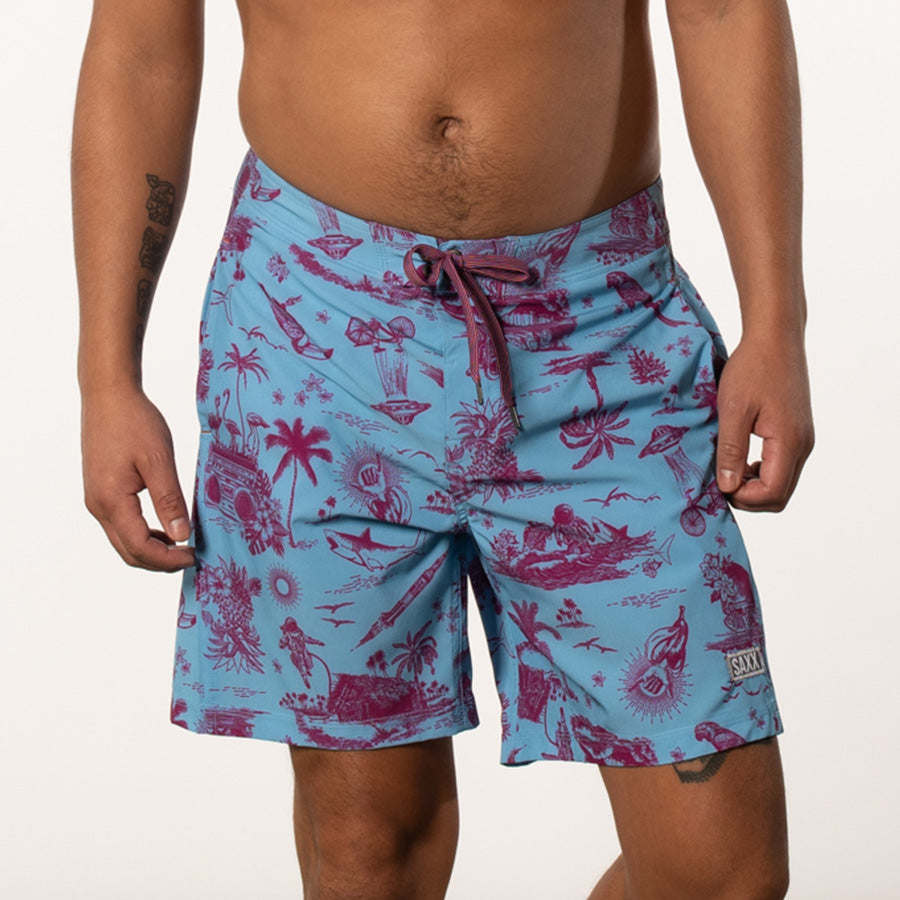 Maillot de bain Saxx Betawave 2N1 Boardie 17" Blue Astro Surf & Turf