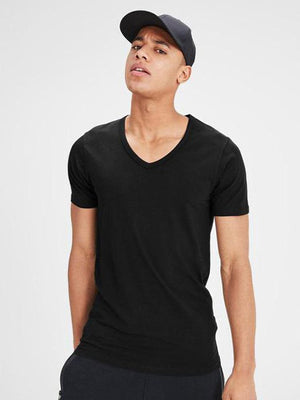 Jack & Jones - Cotton V-neck T-shirt : Black