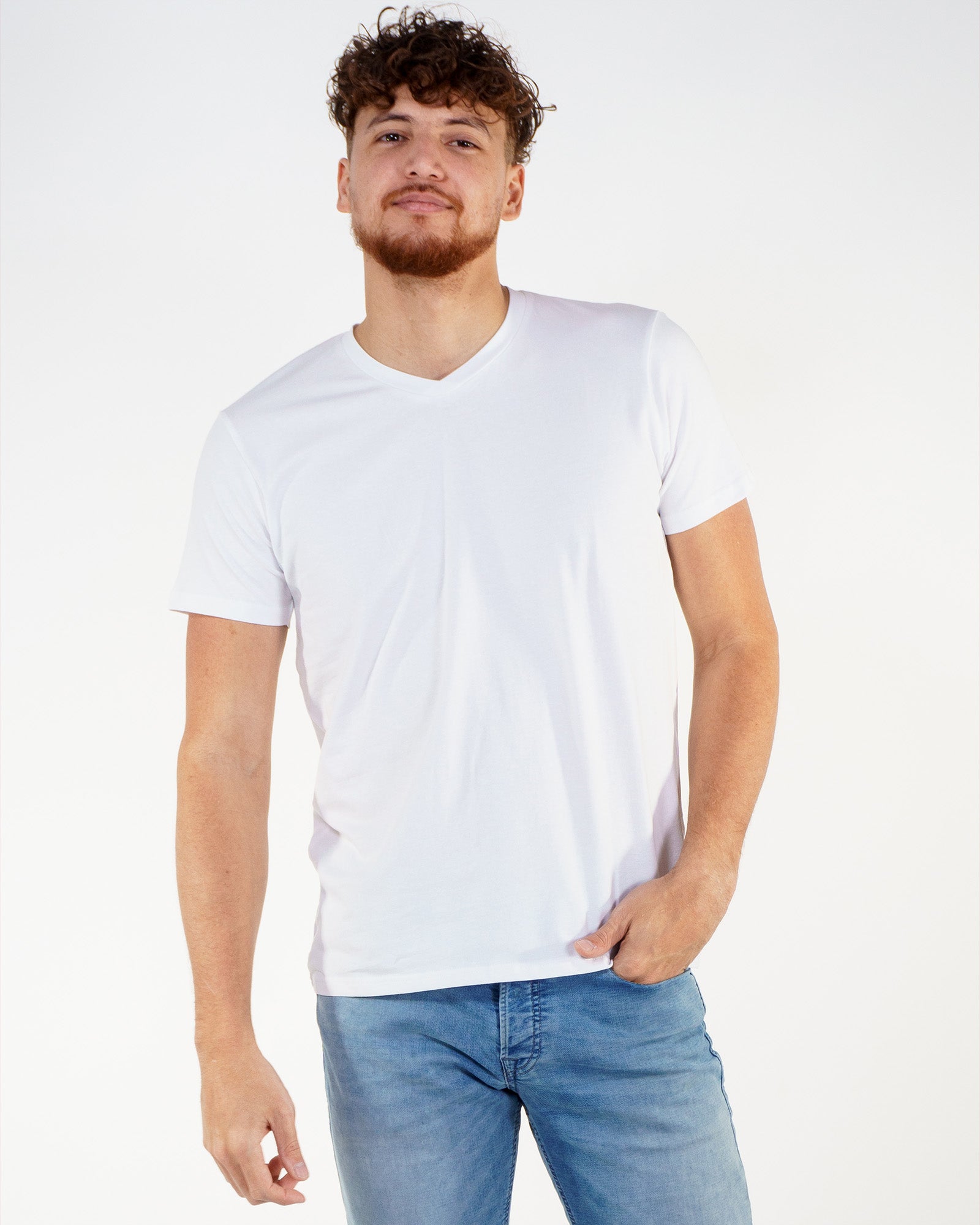 T-shirt Threadbare Col V Blanc