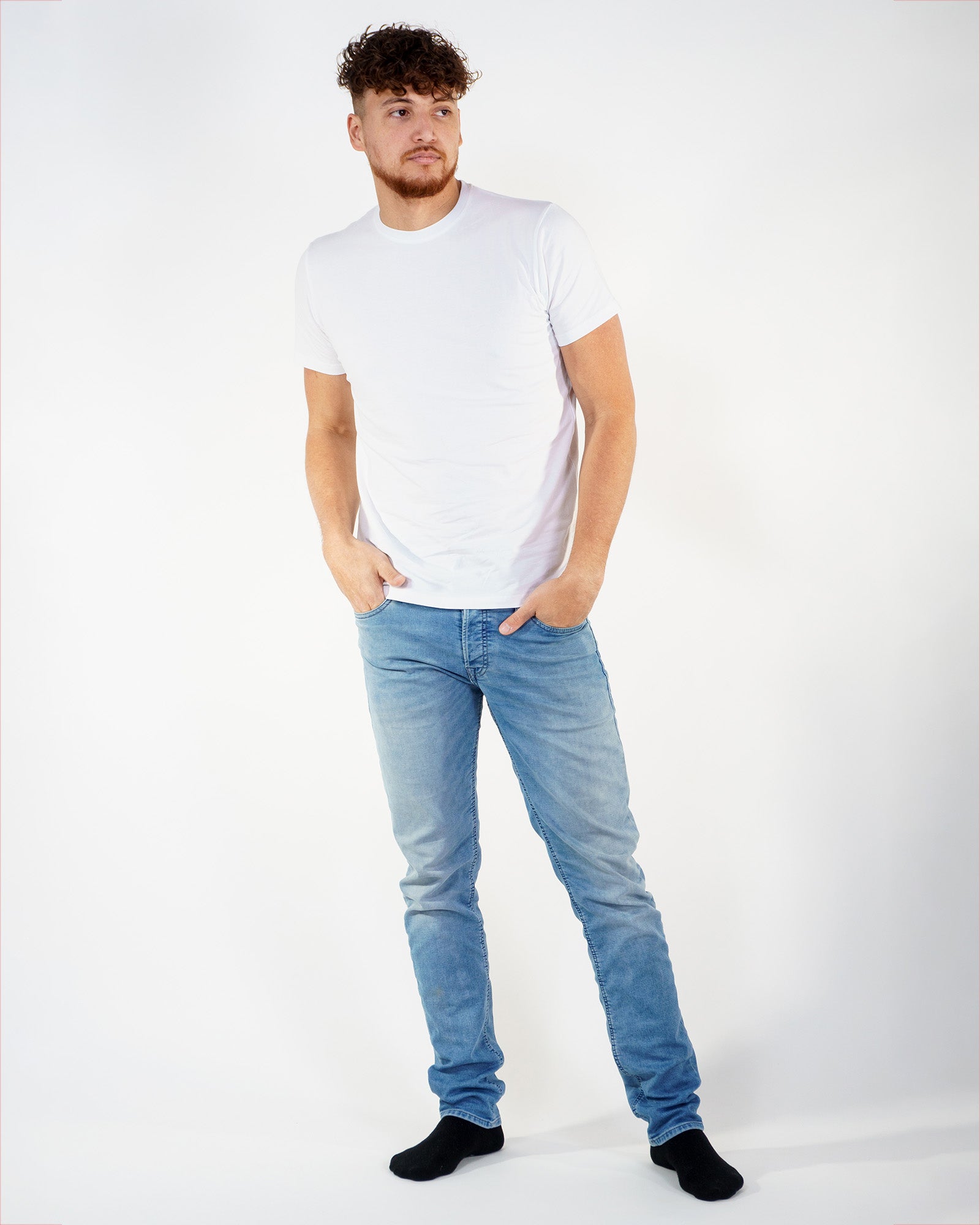 T-shirt Threadbare Col V Blanc
