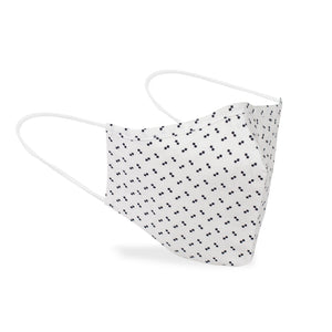 Masque en tissus lavable blanc avec motifs de losanges noirs