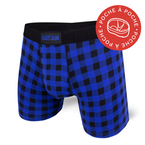 Boxer Bodyskin Lucky avec poche blue check
