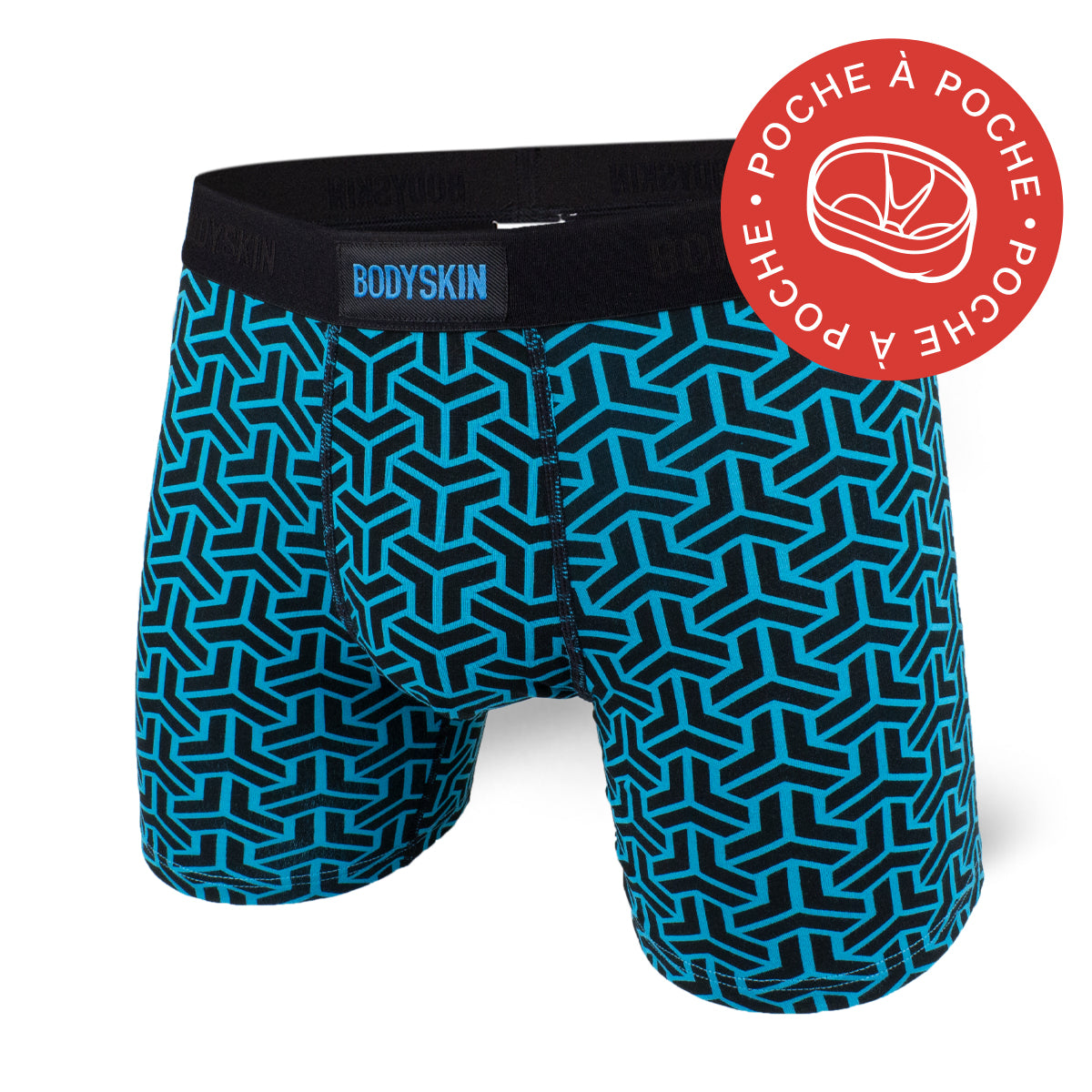 Boxer Bodyskin Lucky avec poche Geo turquoise