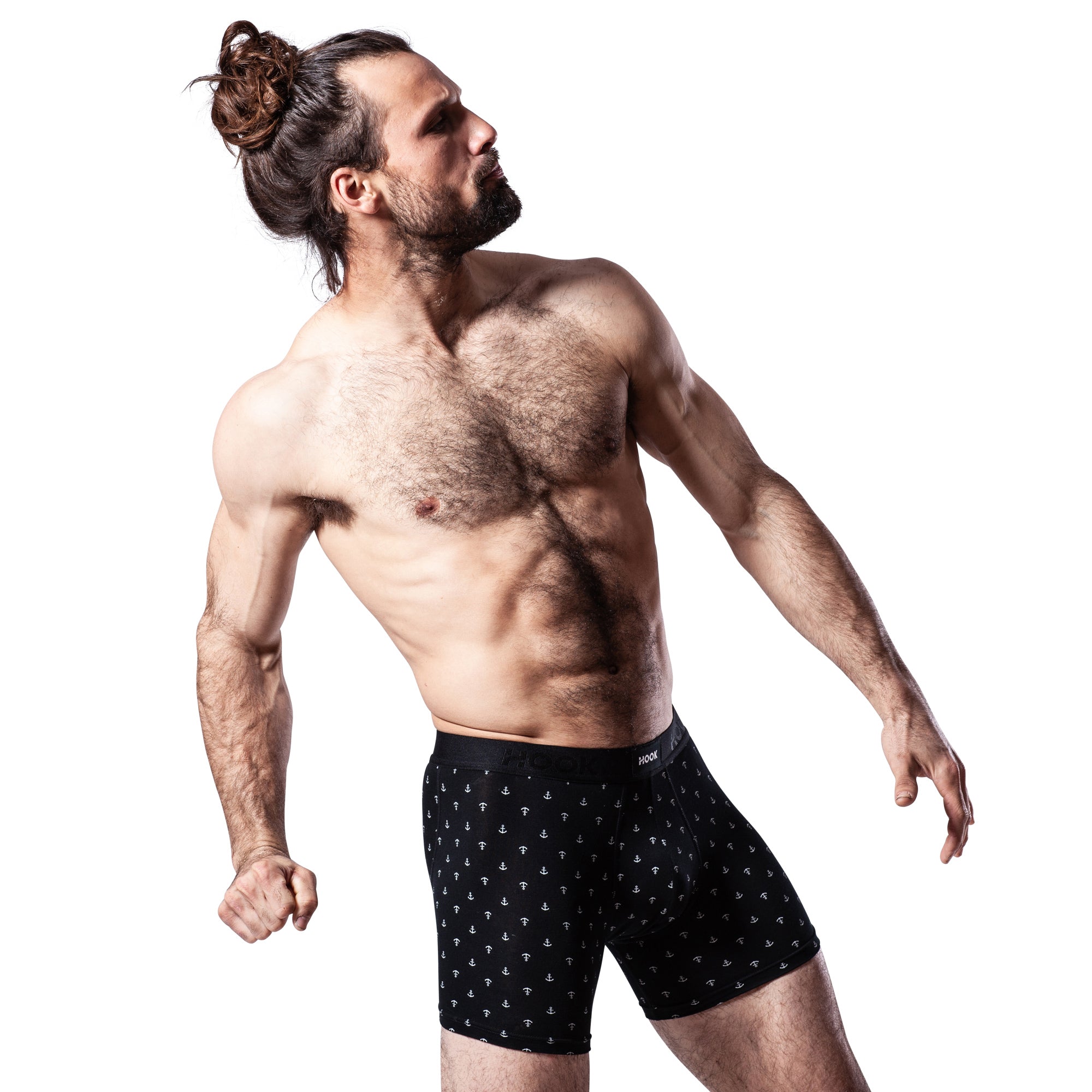 Boxer Hook Underwear Feel noir avec ancres