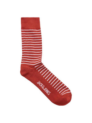 Pair of Jack &amp; Jones Thin Strip Brick Red socks