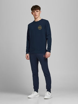 Pantalon de coton ouaté Jack & Jones Gordon Shark Navy Blazer