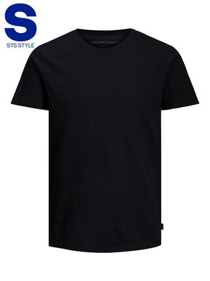 T-shirt Linen basic crew neck black reg
