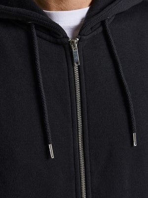Chandail à capuchon et zip Jack & Jones Soft basic noir