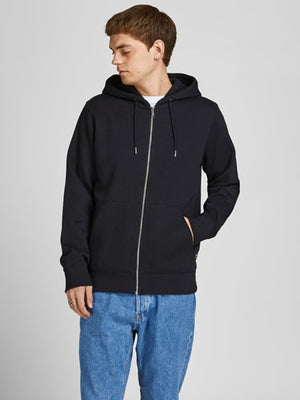 Chandail à capuchon et zip Jack & Jones Soft basic noir