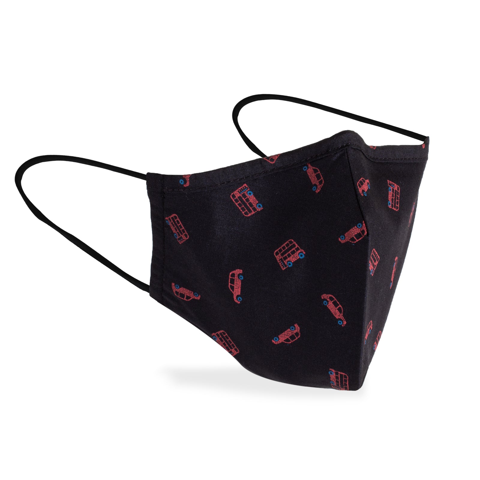 Masque en tissus lavable noir avec motifs d'autos