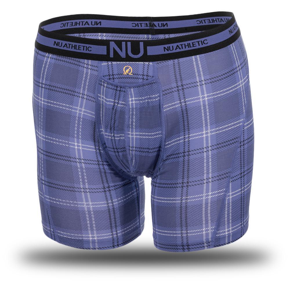 Boxer Nu Athlétique bleu à carreaux