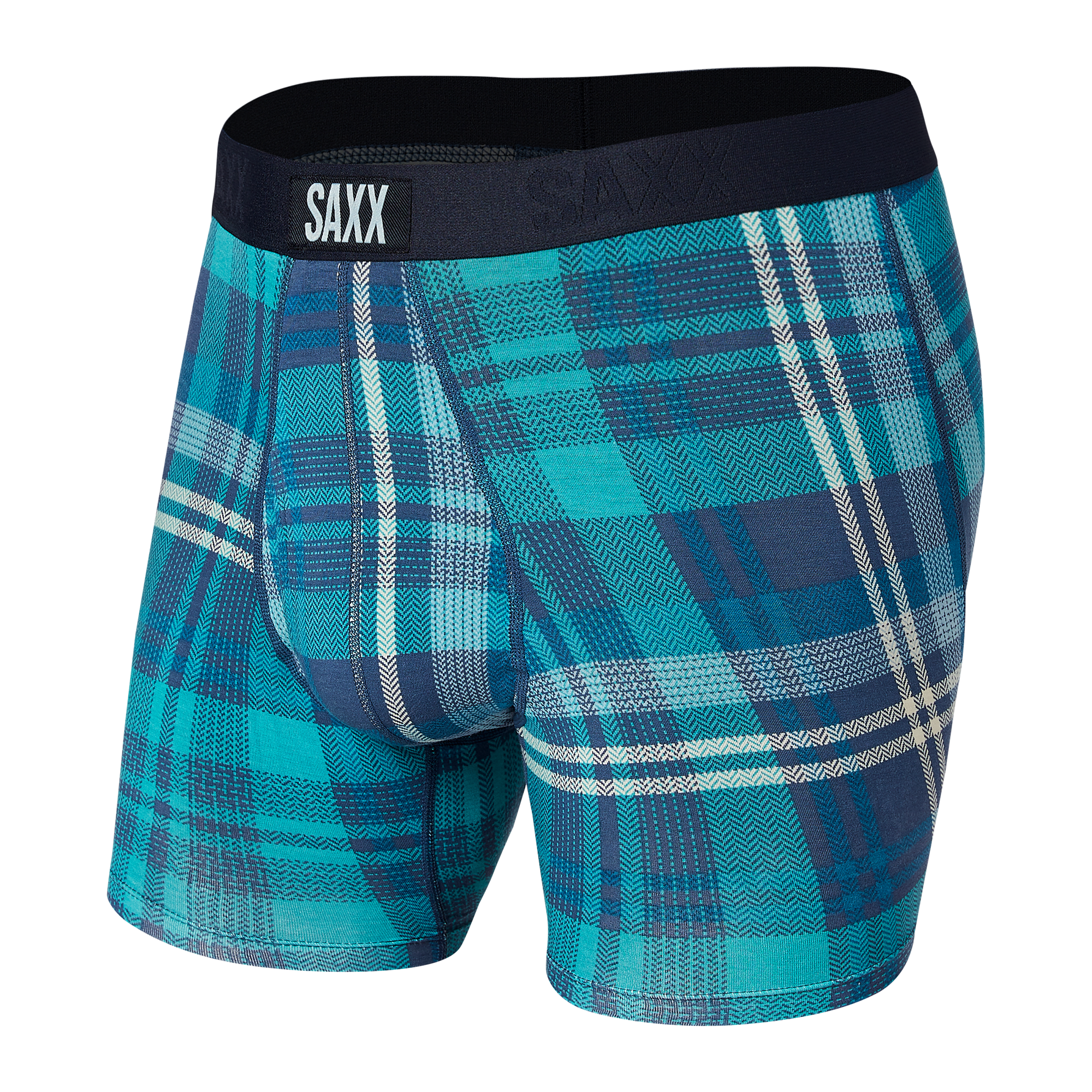 Boxer Saxx Ultra Blue Free Fall Plaid avec ouverture