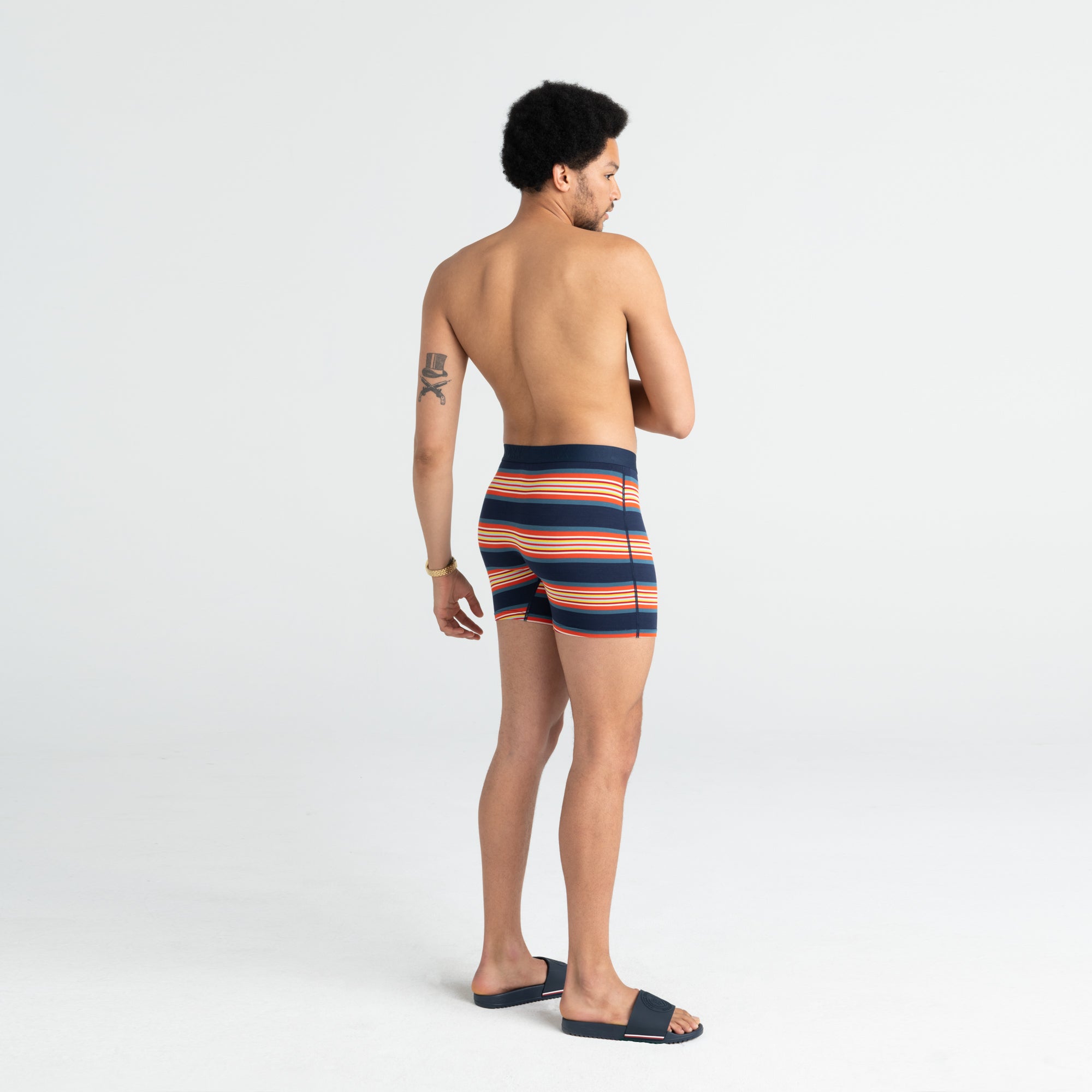 Boxer Saxx Ultra Navy Banner Stripe avec ouverture
