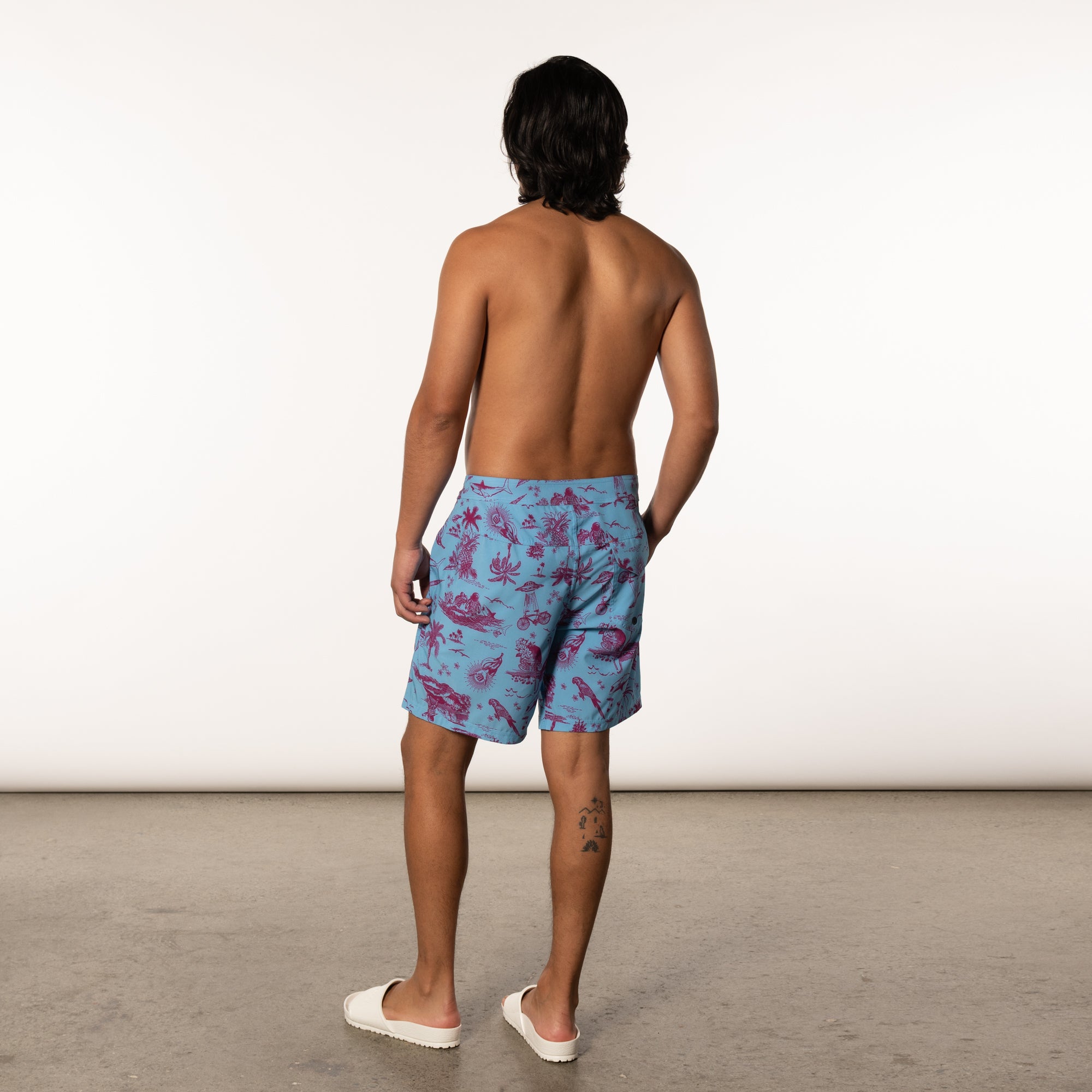 Saxx - Betawave 2n1 Boardie 17" Swimsuit : Blue Astro Surf & Turf