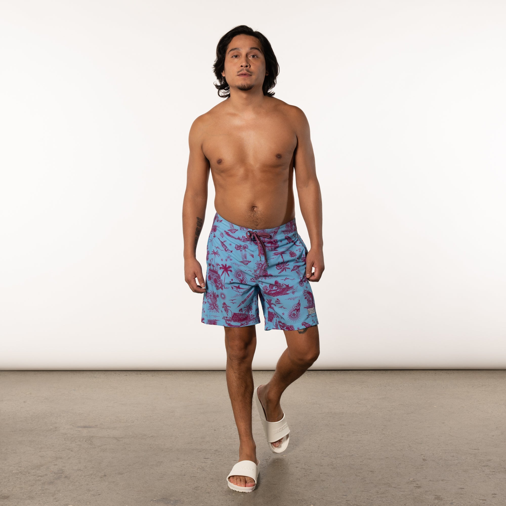 Saxx - Betawave 2n1 Boardie 17" Swimsuit : Blue Astro Surf & Turf