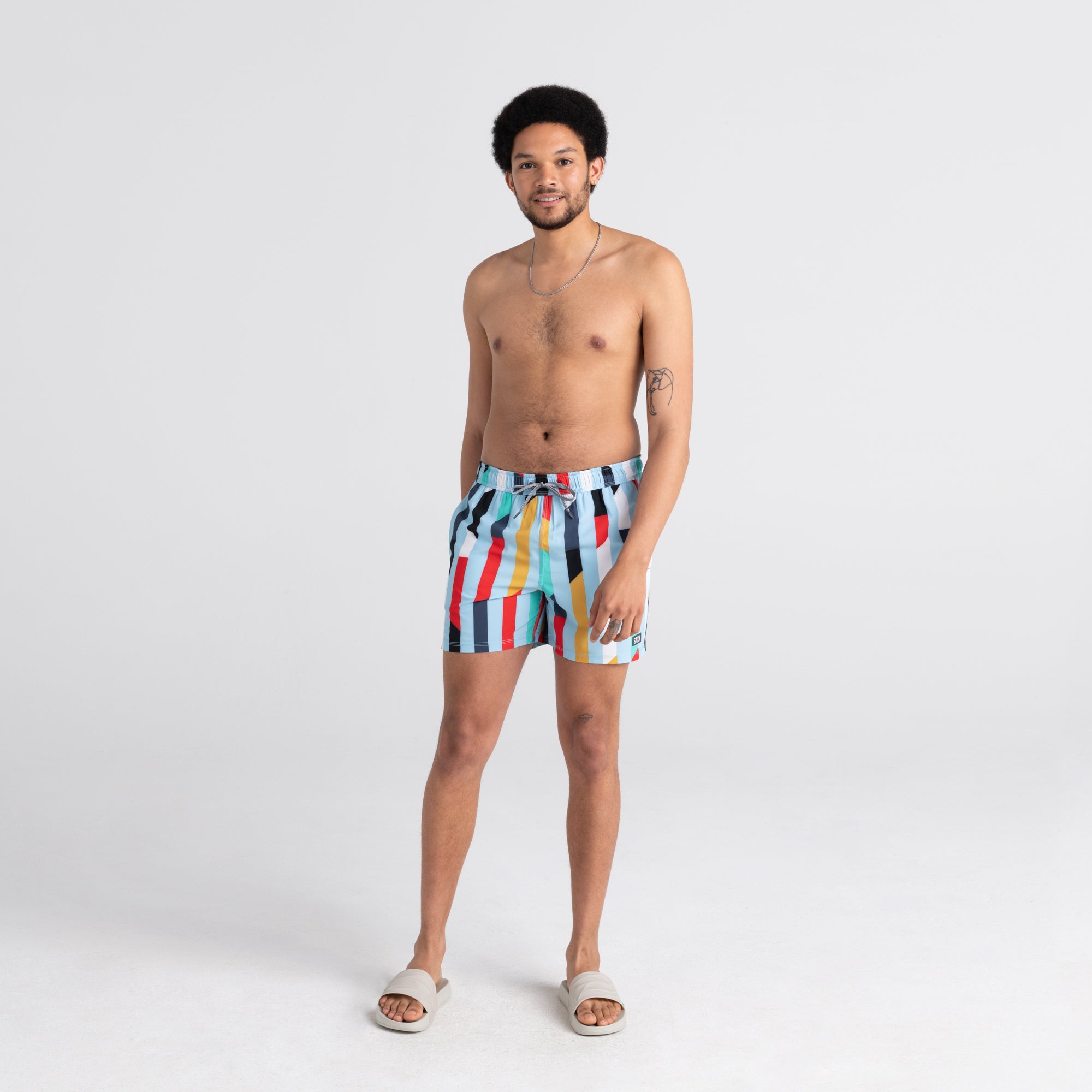Maillot de bain Saxx Oh Buoy 2in1 VOLLEY 5" Cutwork Stripe Airy Blue