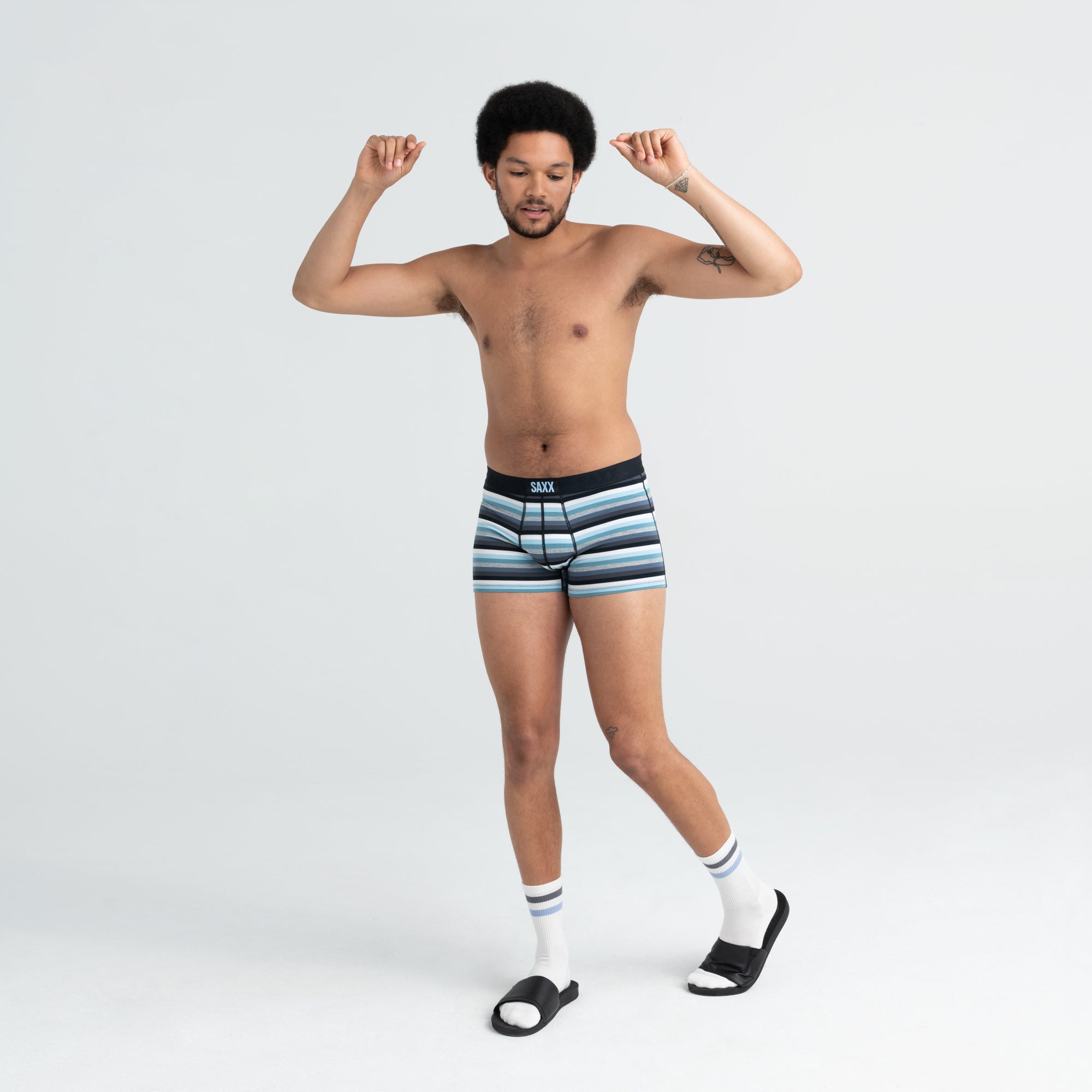 Boxer court Saxx Vibe Grey Pop Stripe